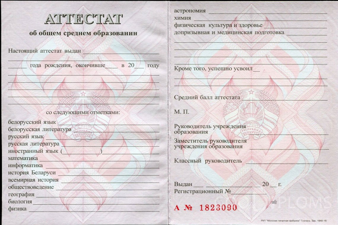Белорусский аттестат за 11 класс - Луцк